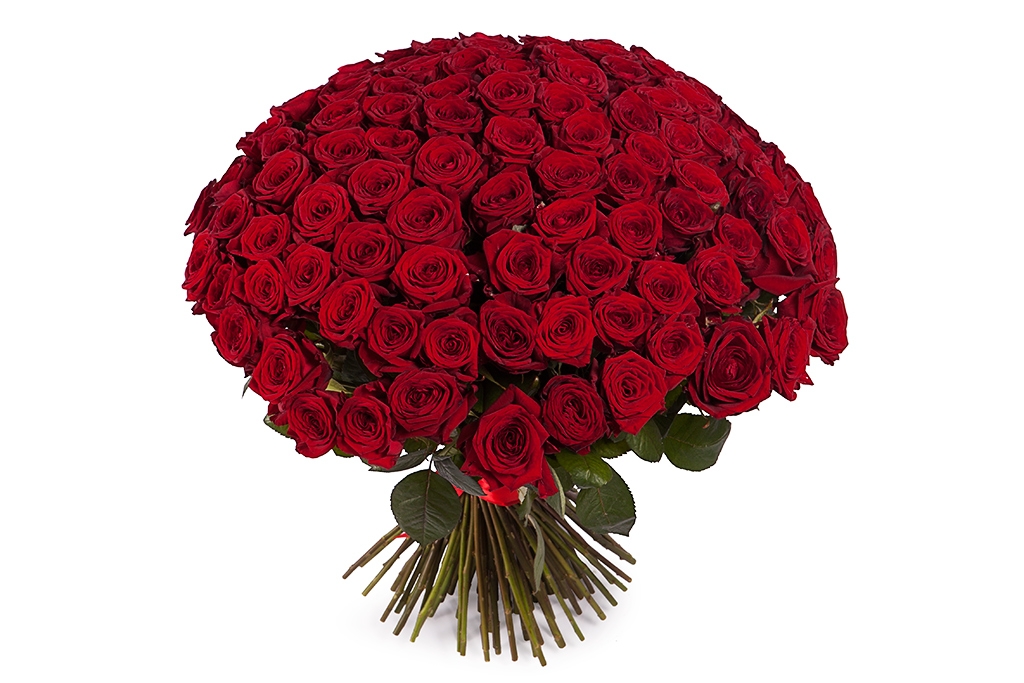 Букет из 101 красной розы 60/70 см купить в Москве. Магазин Цветочная сказка