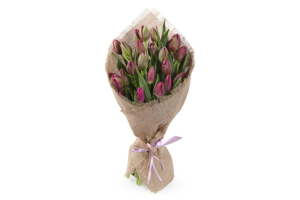Букет Олд фэшн (фиолетовые тюльпаны) купить в Москве - floral-tale.ru