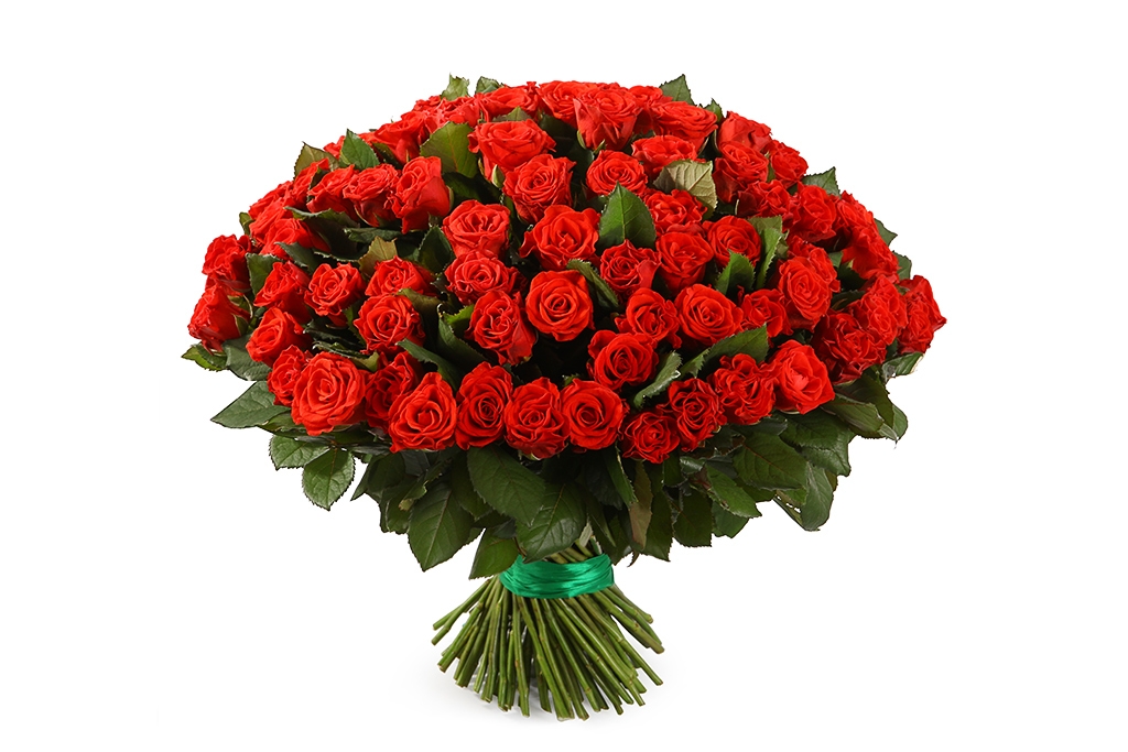 Букет 101 красная роза, 50 см - купить в Москве: цены, круглосуточная доставка - Цветочная сказка