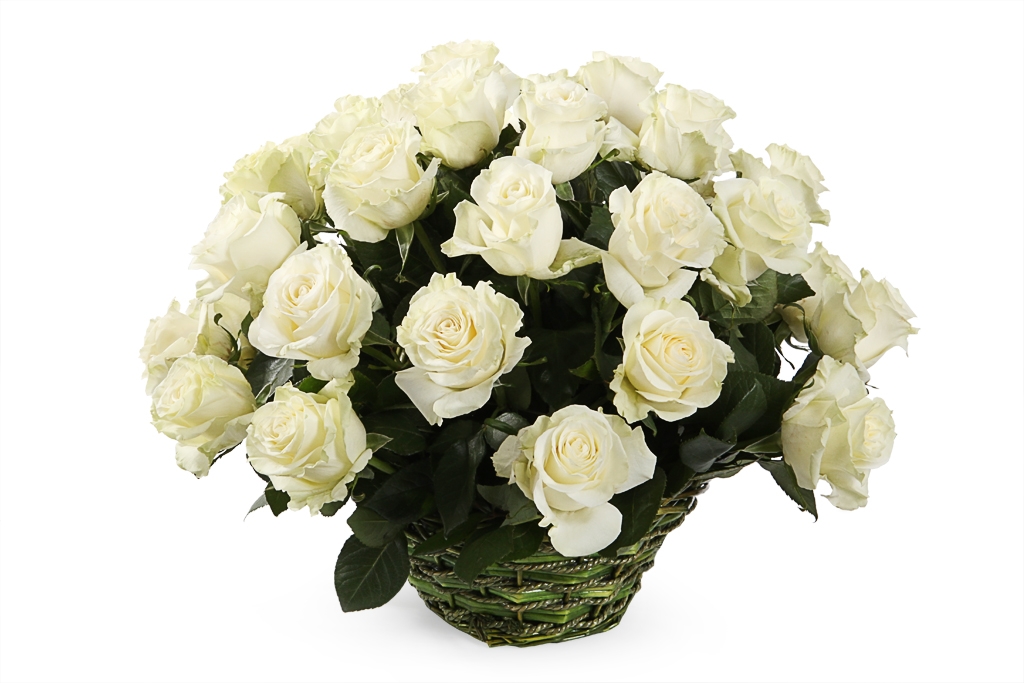 Букет 35 роз Мондиаль в корзине - купить в Москве: цены, круглосуточная доставка - Цветочная сказка