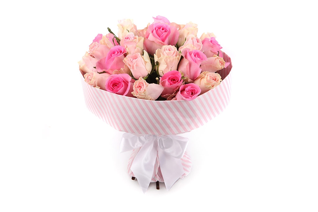 Букет 25 роз, розовый микс - купить в Москве: цены, круглосуточная доставка - Цветочная сказка