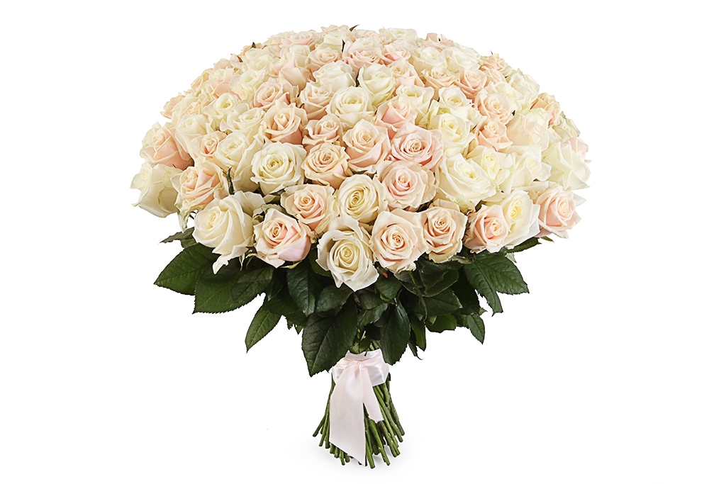 Букет 101 роза, белый микс. Купить в Москве на floral-tale.ru