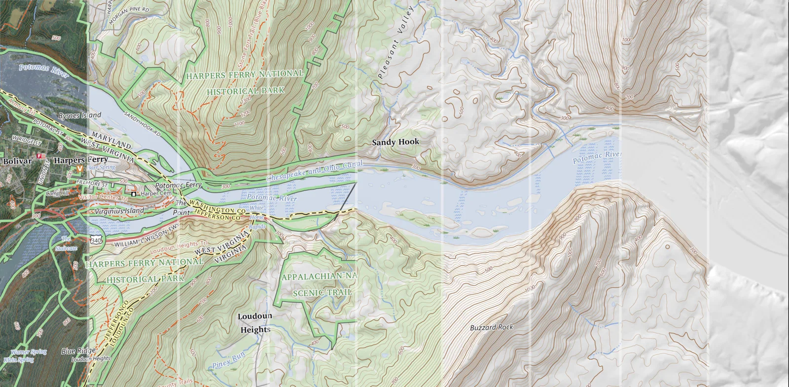 Карта USGS с последовательным наложением пространственных слоев
