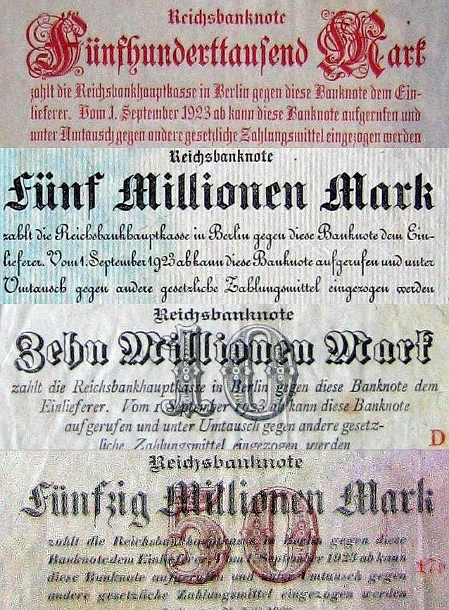 Германские банкноты периода гиперинфляции 1923 года