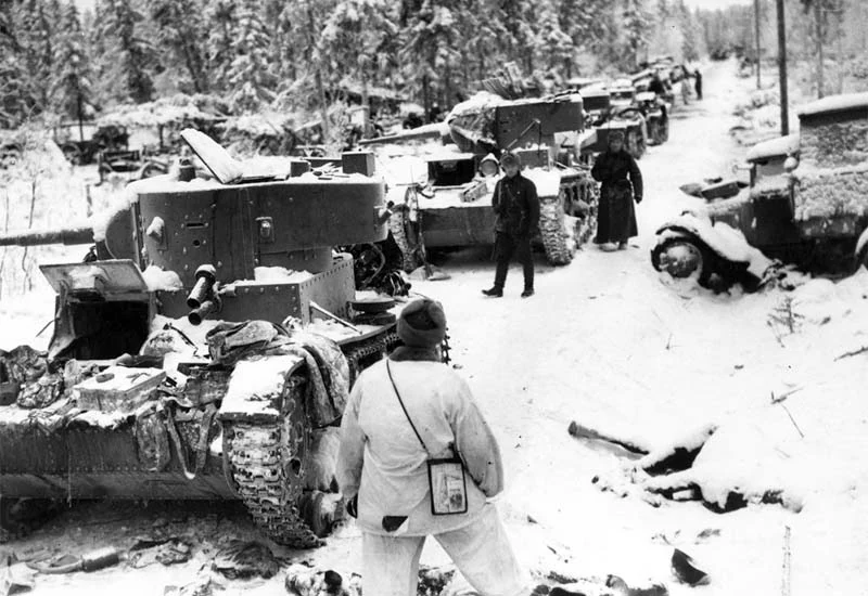 Подбитая советская бронетехника во время советско-финляндской войны 1939-1940 годов