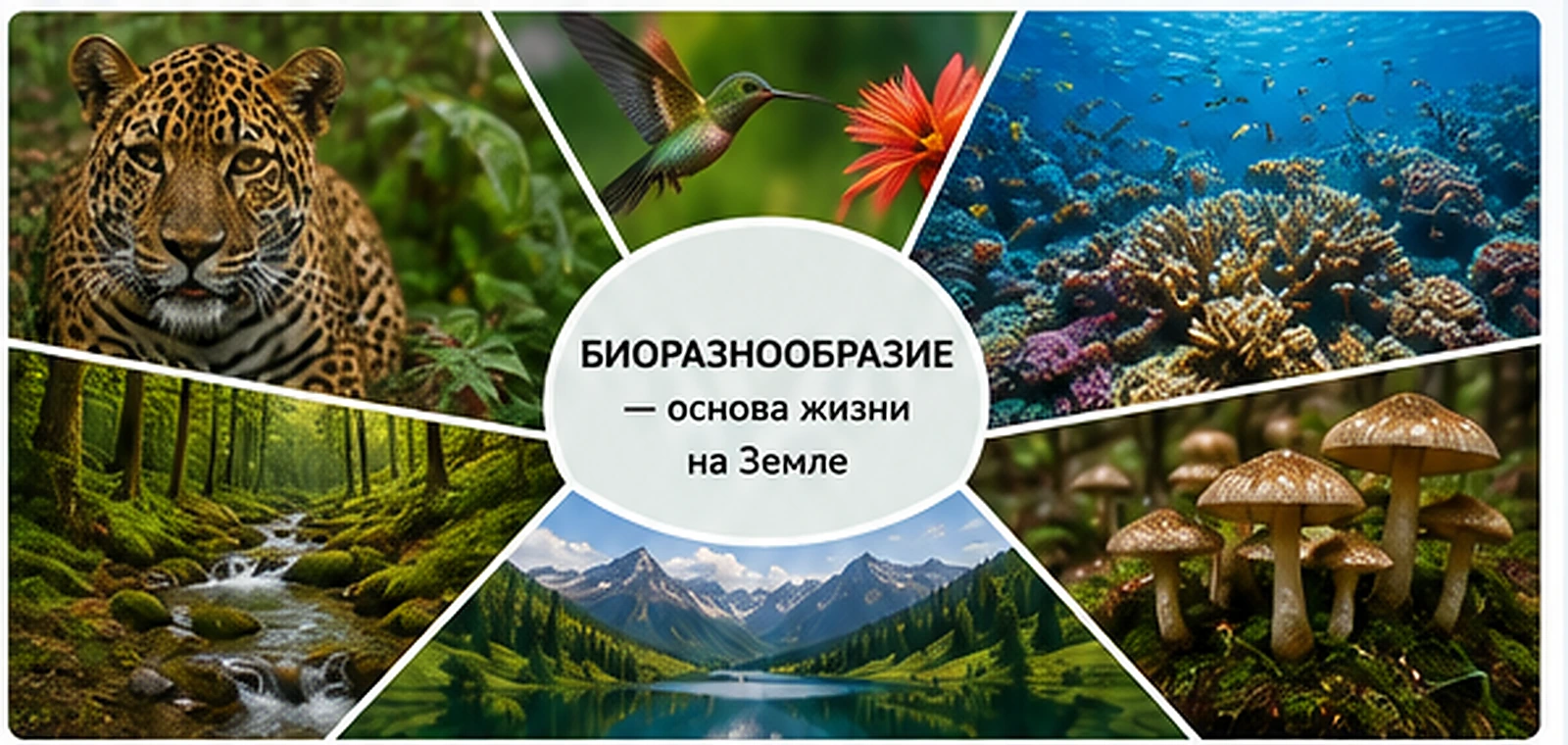 Учебная инфографика о разнообразии экосистем и организмов Земли