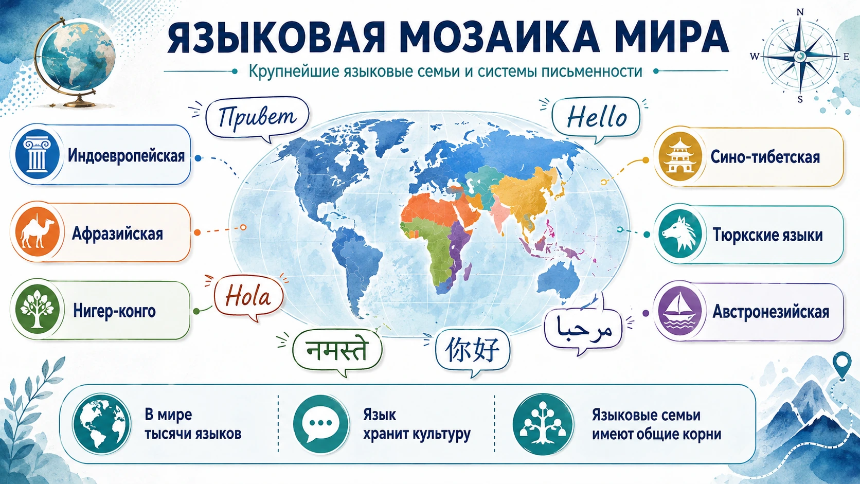 Языковая мозаика мира и разные системы письма