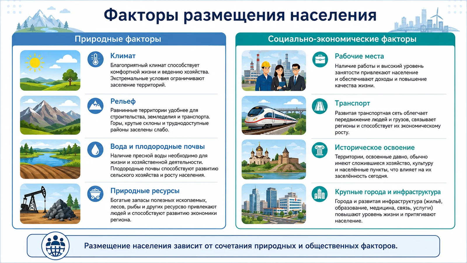 Природные и социально-экономические факторы размещения населения