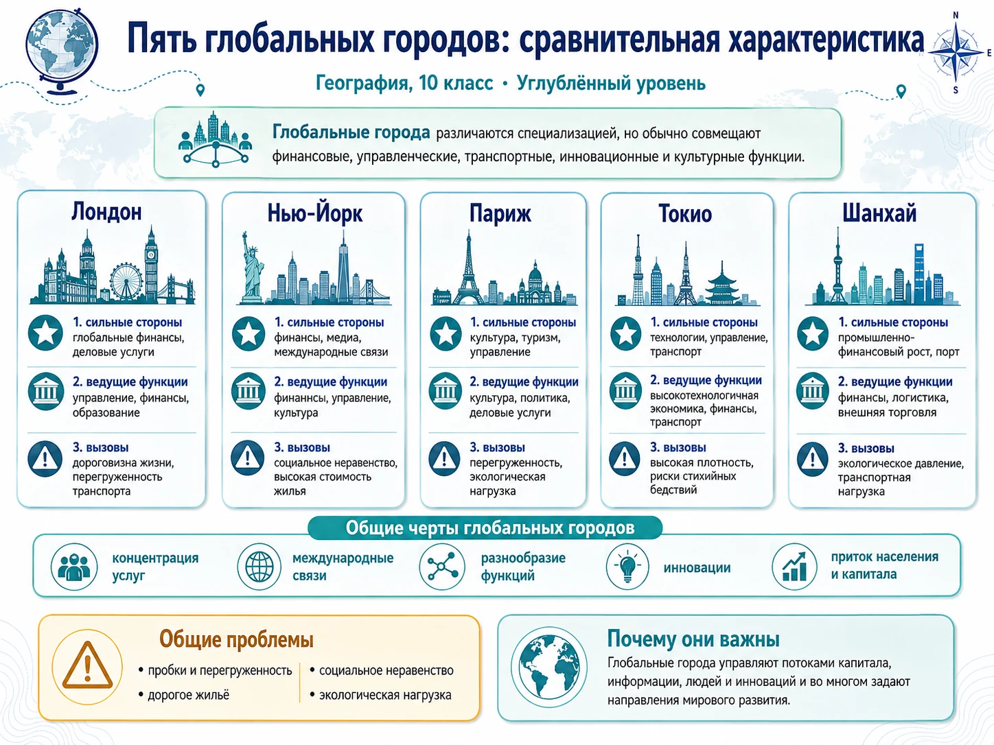 Пять глобальных городов: сравнительная характеристика