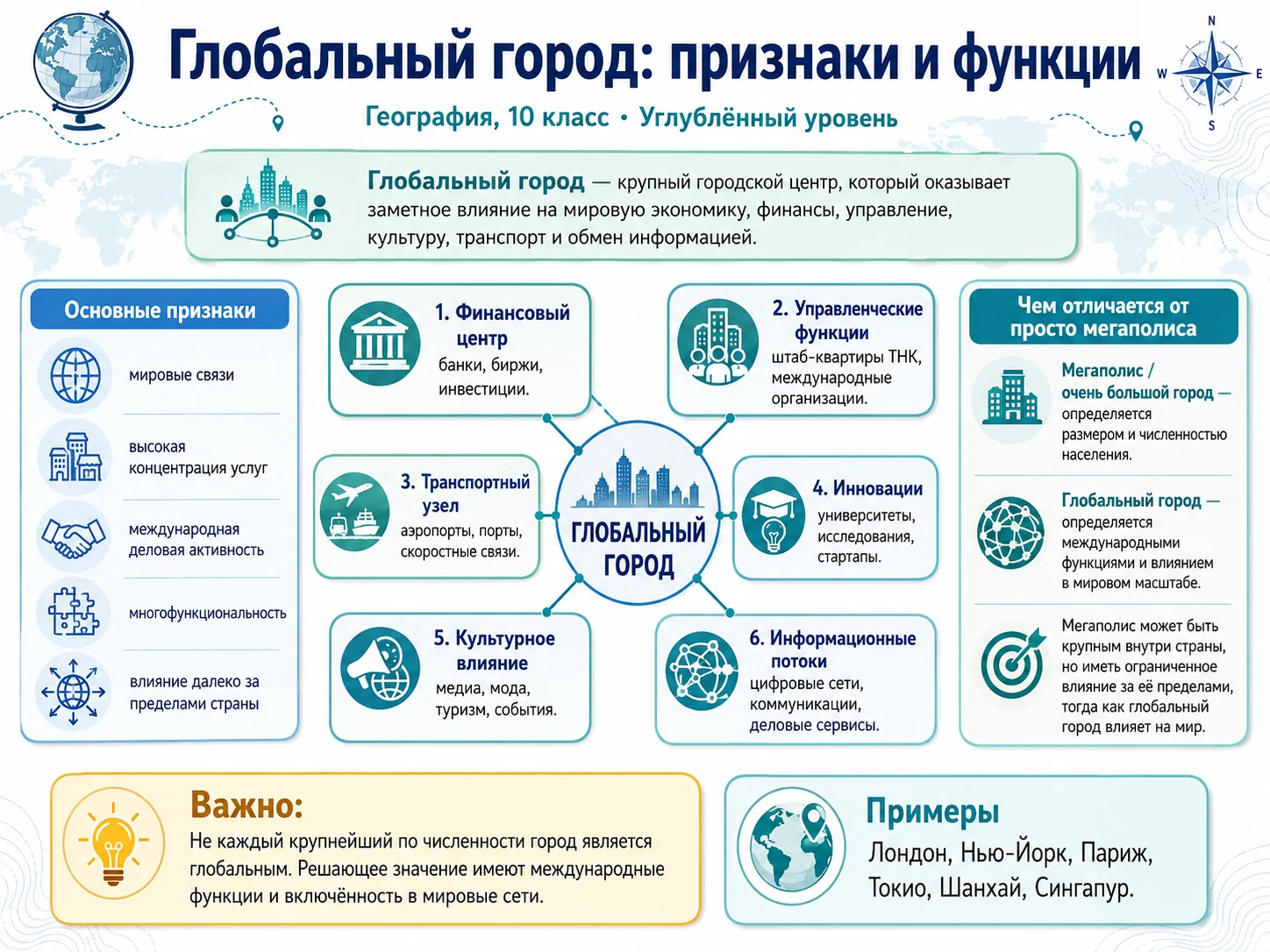 Глобальный город: признаки и функции