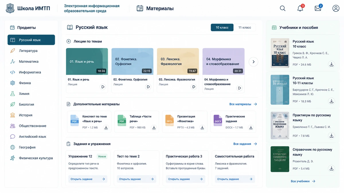 Учебные материалы Школы ИМТП: лекции, презентации, пособия и задания