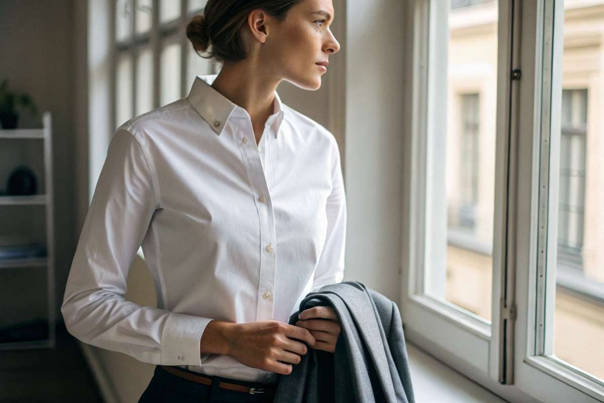 девушка в классической рубашке