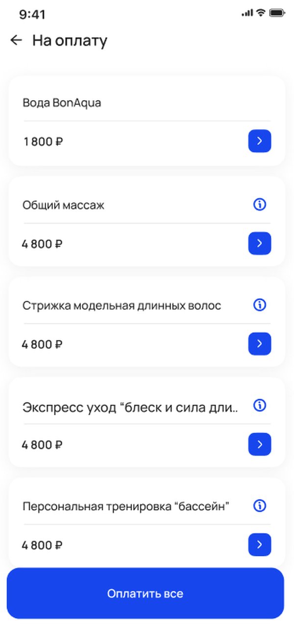 Оплата услуг в приложении