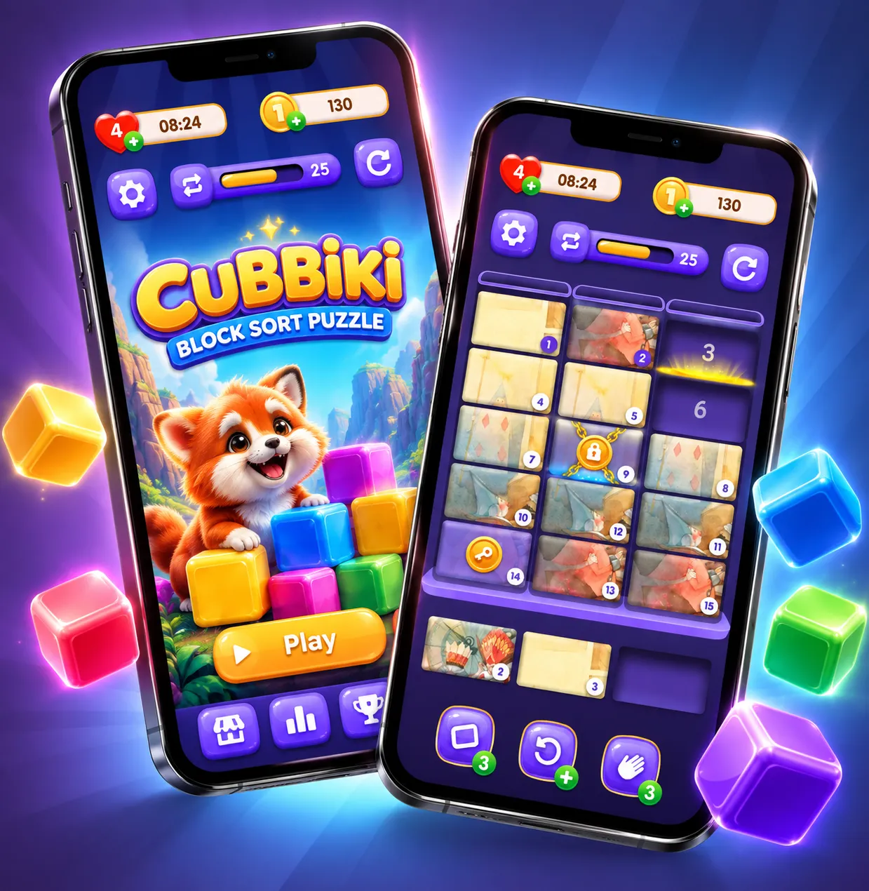 Глянцевая реклама игры CubbiKi с кубиками
