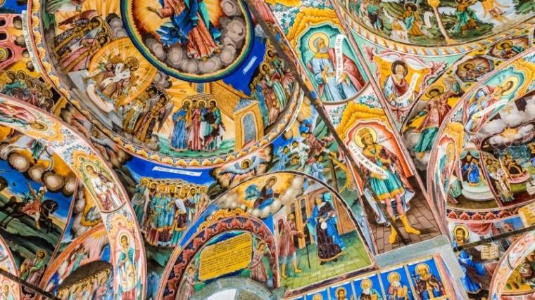 Росписи в соборе монастыря Иоанна Рыльского в Болгарии