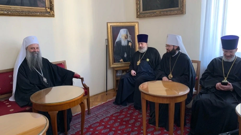 Συνάντηση του Αγιωτάτου Πατριάρχη Σερβίας Πορφυρίου και των αντιπροσωπειών του ΤΕΕΣ και του Ιδρύματος για την υποστήριξη του Χριστιανικού Πολιτισμού και κληρονομιάς