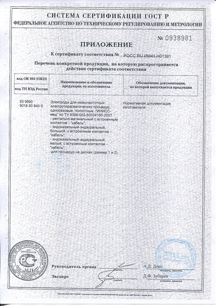 Электрод одноразовый "Ректально-вагинальный" (длина 125 мм, диаметр 15 мм) Цена за 1 шт. Под штекер 2 мм.