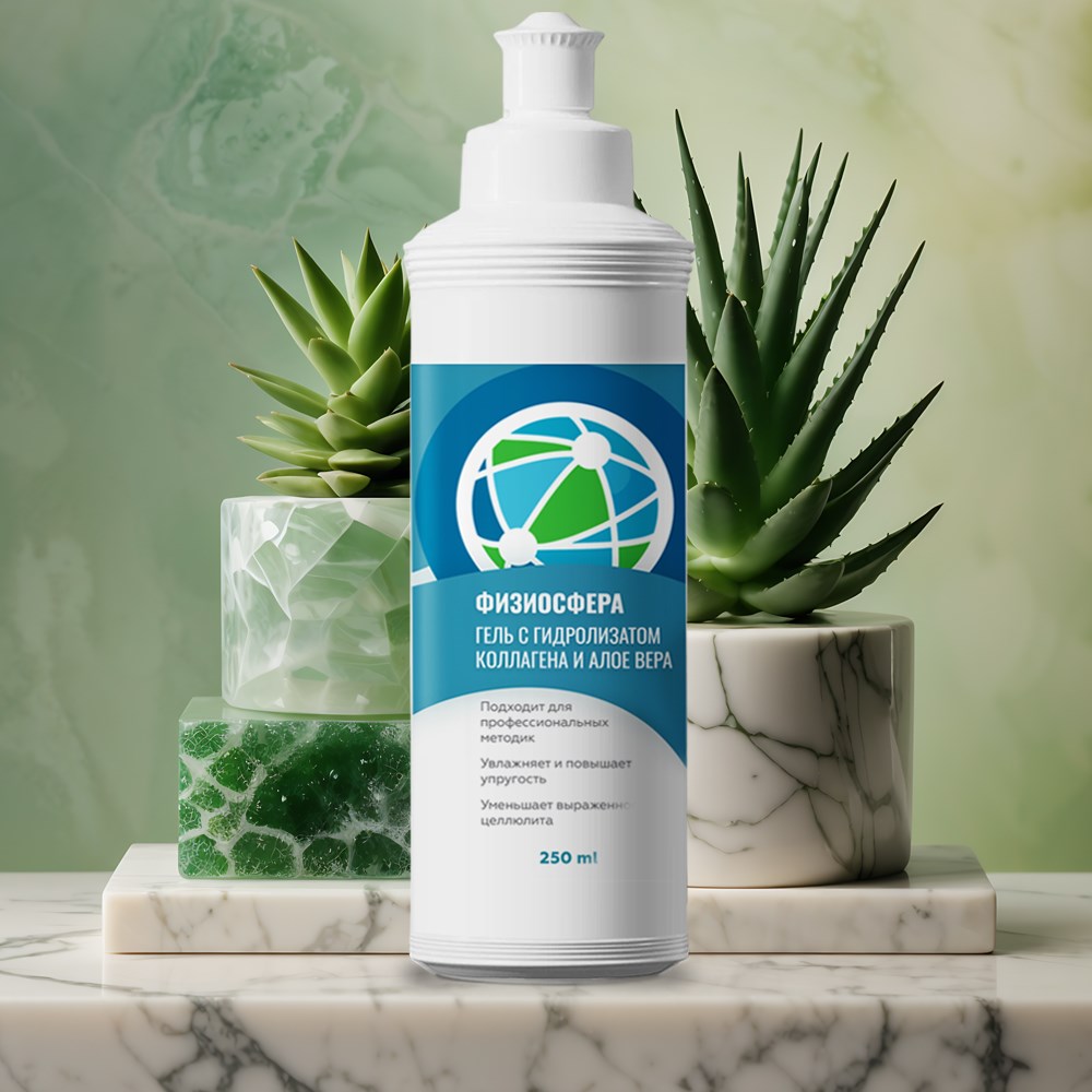 Физиосфера контактный гель с гидролизатом коллагена и алоэ вера для электропроцедур, аппаратной косметологии, rf лифтинга, УЗТ, 250 мл