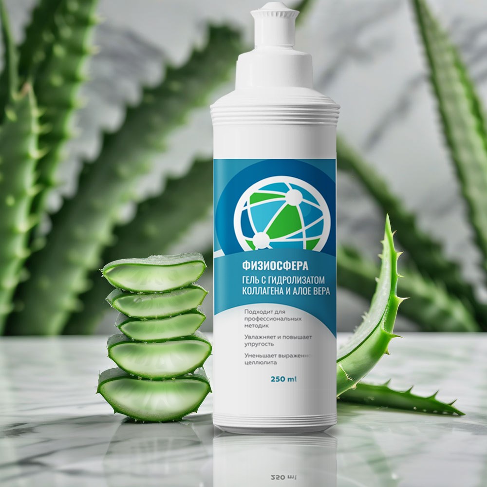 Физиосфера контактный гель с гидролизатом коллагена и алоэ вера для электропроцедур, аппаратной косметологии, rf лифтинга, УЗТ, 250 мл