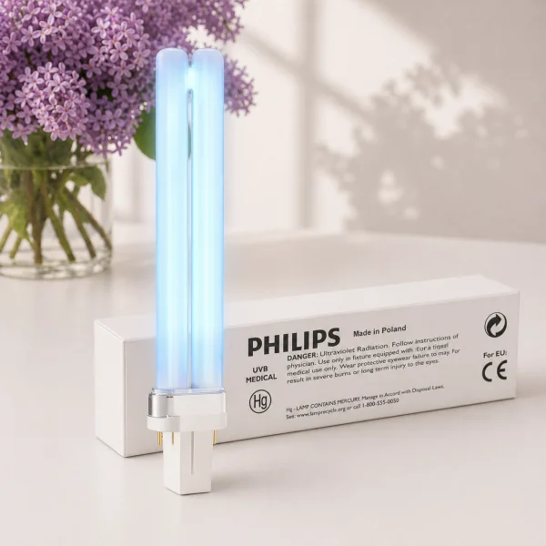 Лампа ультрафиолетовая UVB 311 нм PHILIPS PL-S 9W/01/2P 1CT/6X10BOX, G23 (2 штыря) фототерапия