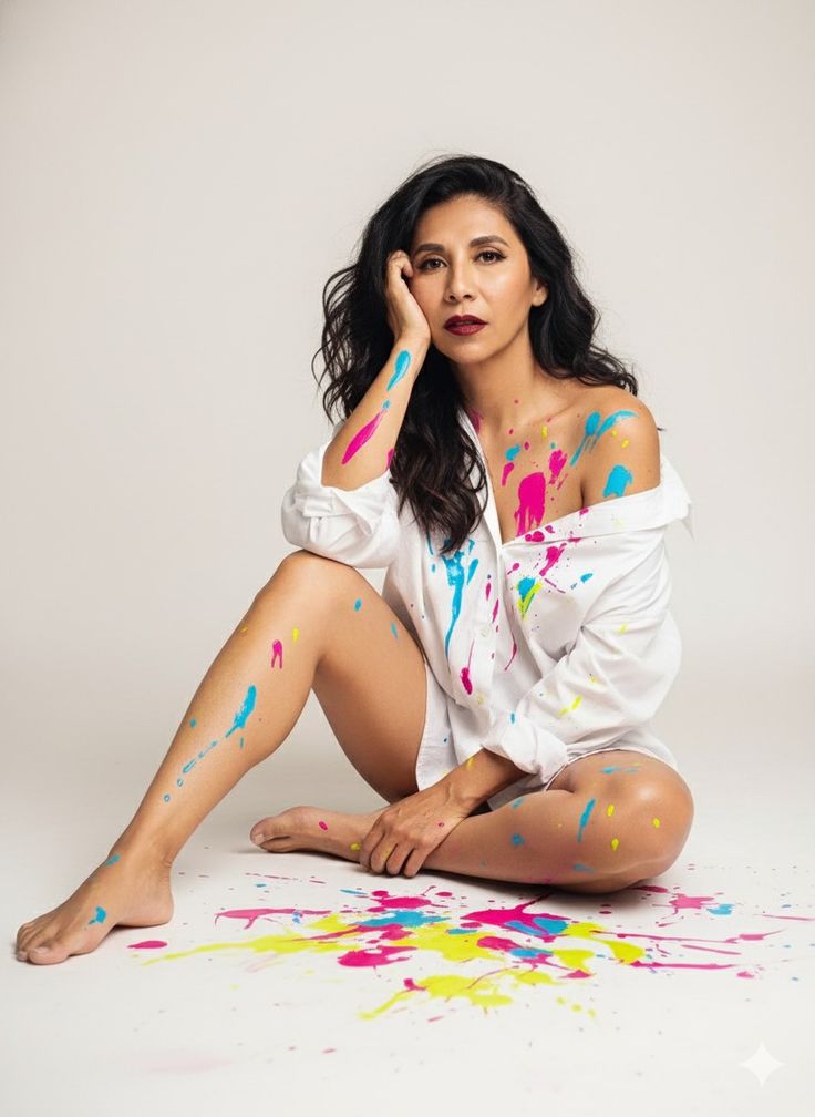 Painting body photography | Paint photoshoot ideas for women in studio, Body painting photoshoot ideas, Fun studio photoshoot ideas creative