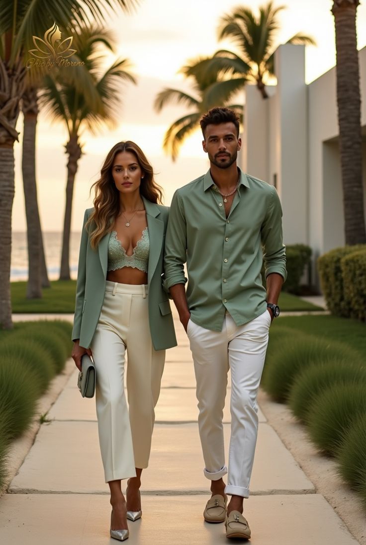 Chic Event Styling for Couples | Estilo de Pareja para Eventos Elegantes | Matching couple outfits, Couple outfits, Rehearsal dinner outfits