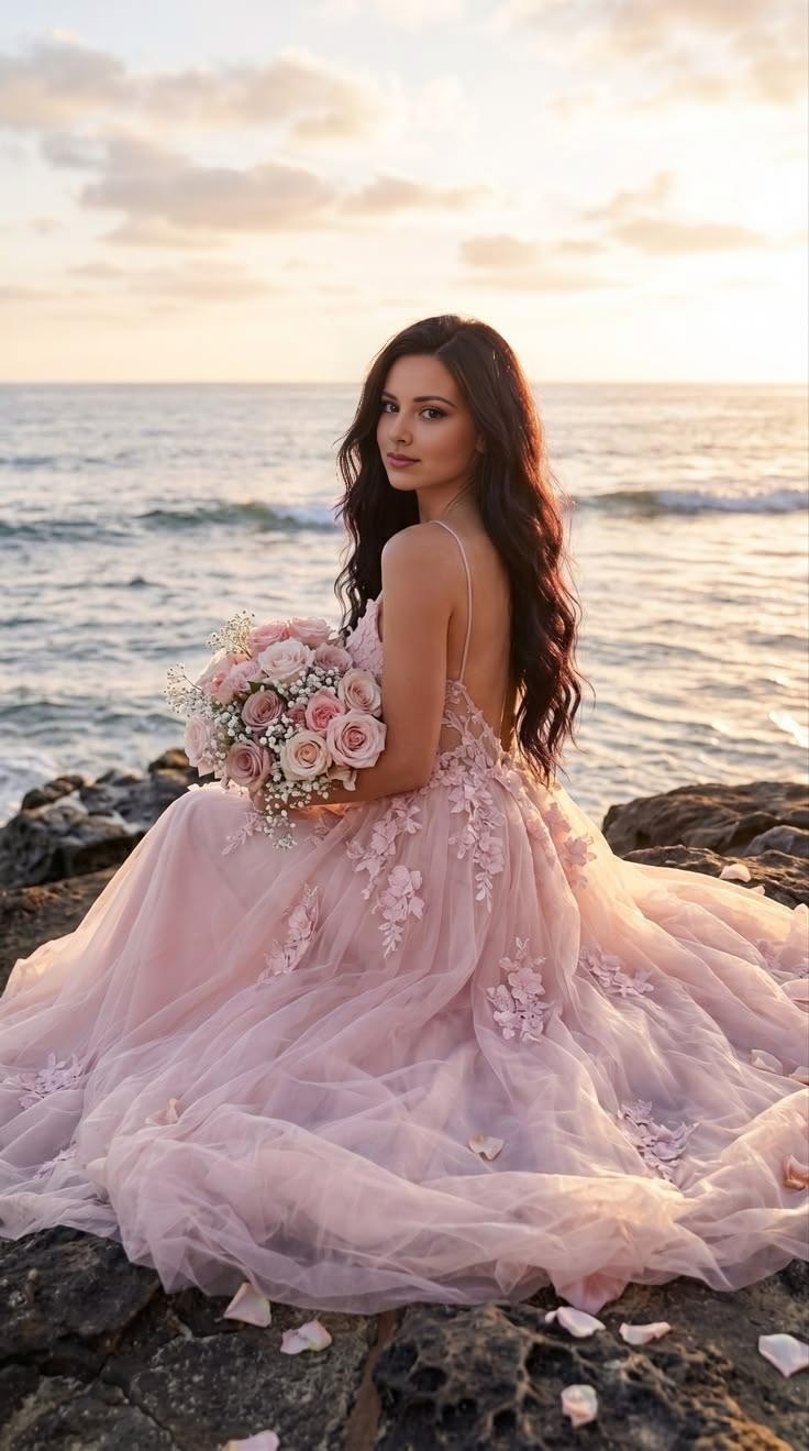 Wedding dress for pink and gold wedding | Gold with pink dress, Sunset sky, Семейные фотосессии
