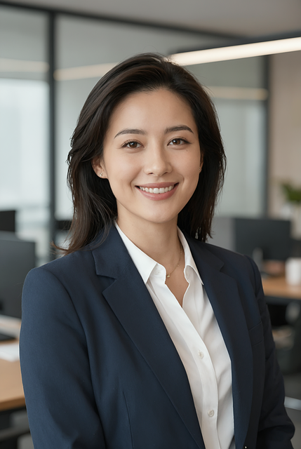 portrait, woman, female, smiling, business, professional, corporate, success, office, career, confidence, executive, brunette, happy, suit, attractive, leadership, ai generated