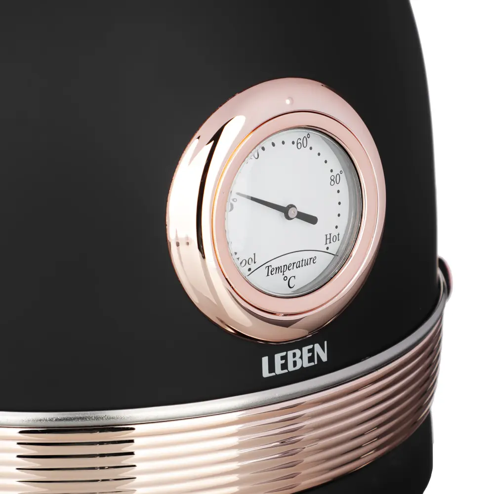 LEBEN Чайник электрический 1,8 л, 2200 Вт, металл, черный с золотом, термометр - #5
