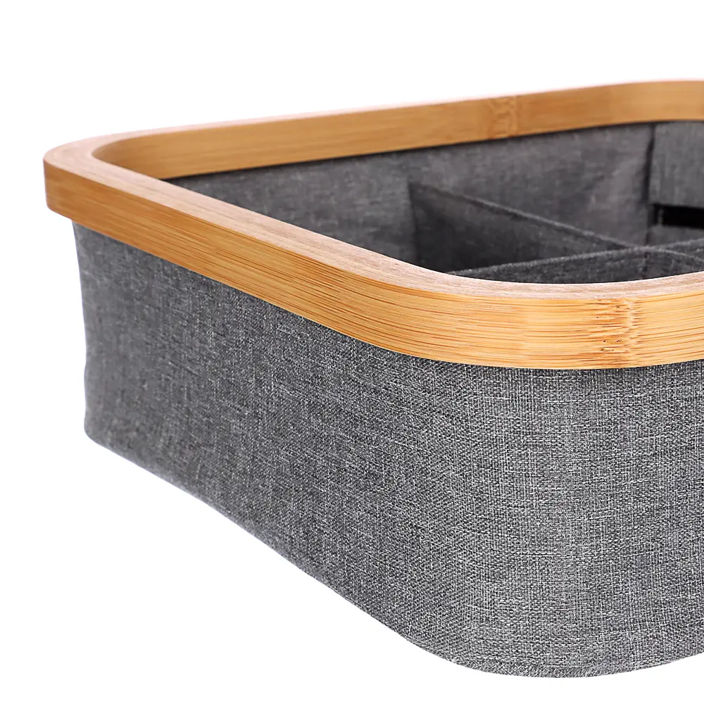 VETTA Корзина для хранения складная Bamboo Eco, 4 отдела, 30x30x9 см, бамбук, полиэстер - #2