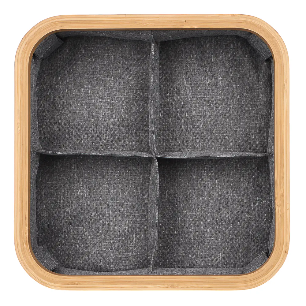 VETTA Корзина для хранения складная Bamboo Eco, 4 отдела, 30x30x9 см, бамбук, полиэстер - #4
