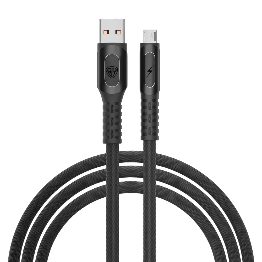Кабель для зарядки USB(A)-microUSB BY Экстрим, 1м, 3А, Быстрая зарядка QC3.0, ткань, черный - #1