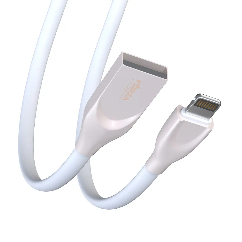 Кабель для зарядки USB(A)-iP FORZA Flat White, 1м, 2А, белый, пакет - #5