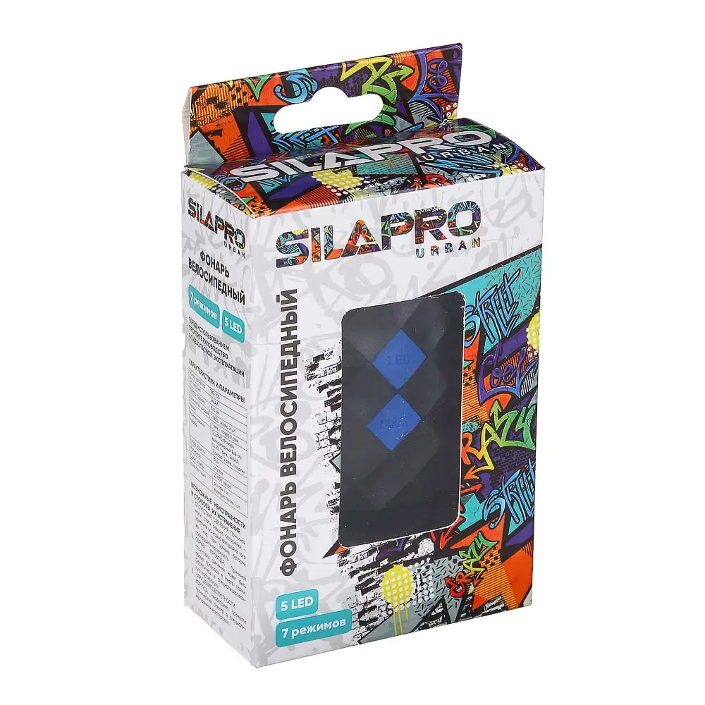 SILAPRO Фонарь велосипедный 8х8см, 5LED, 7 реж., 2хААА; 2 диода 2 реж., пластик - #8