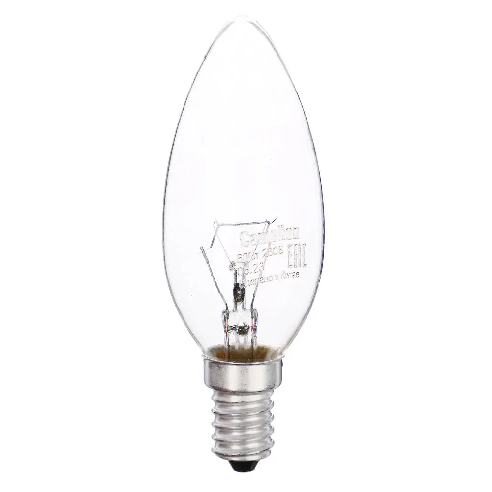 Лампа накаливания с прозрачной колбой MIC Camelion, 60/B/CL/E14, свеча - #1