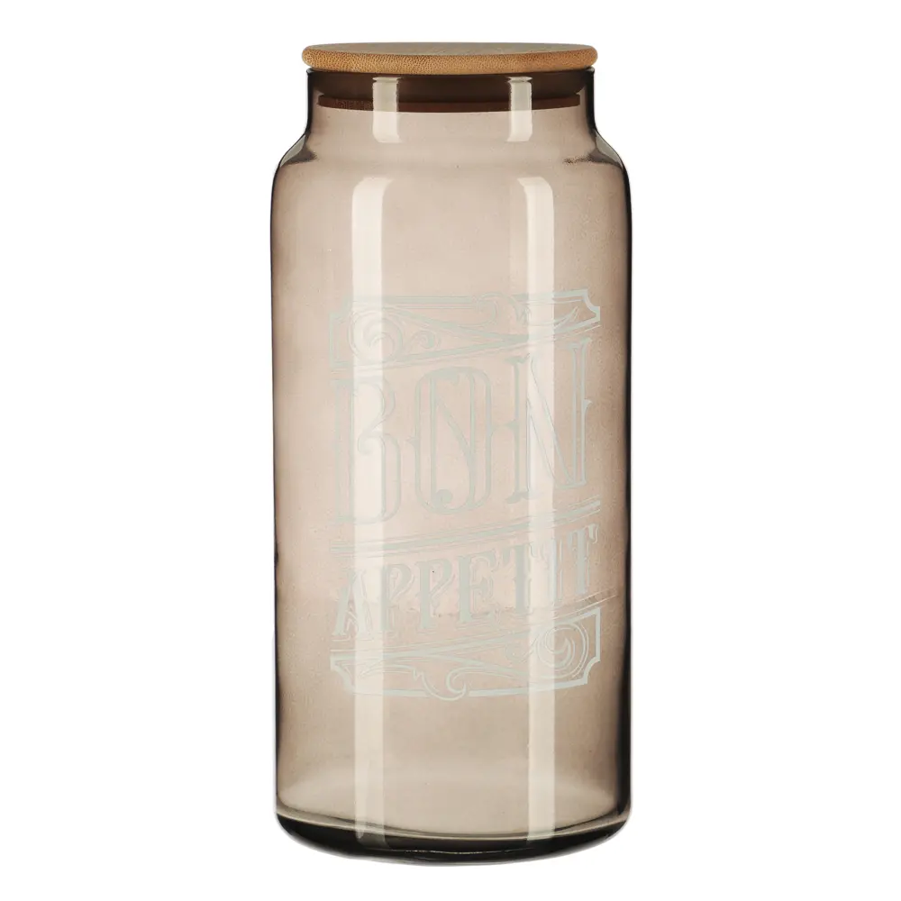 HEREVIN Бон Аппетит Банка для сыпучих продуктов с деревянной крышкой, стекло, 1400мл, 232002-266 - #1