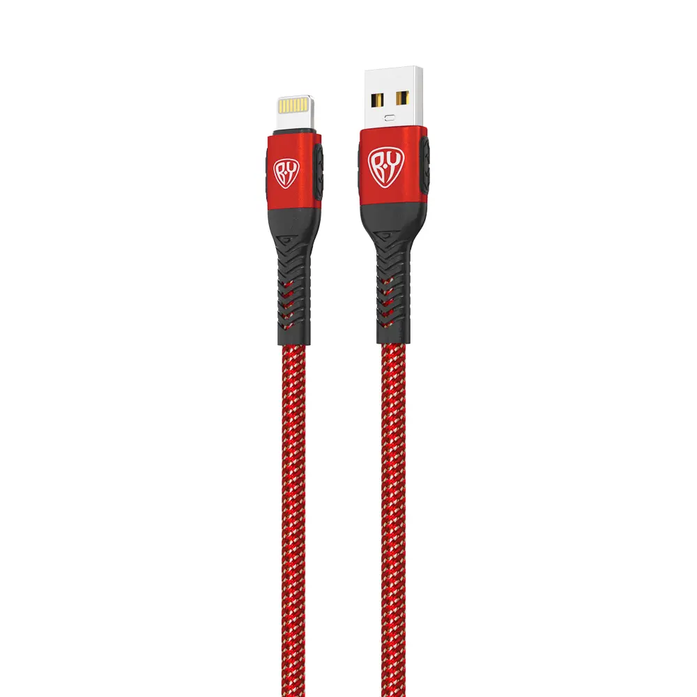 Кабель для зарядки USB(A)-iP BY Silky, 1м, Быстрая зарядка 2.4А, 12Вт, тканевый, красный - #3