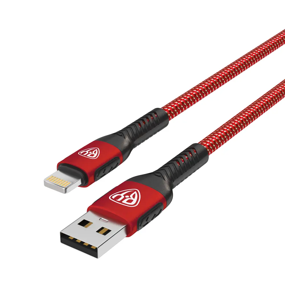 Кабель для зарядки USB(A)-iP BY Silky, 1м, Быстрая зарядка 2.4А, 12Вт, тканевый, красный - #4