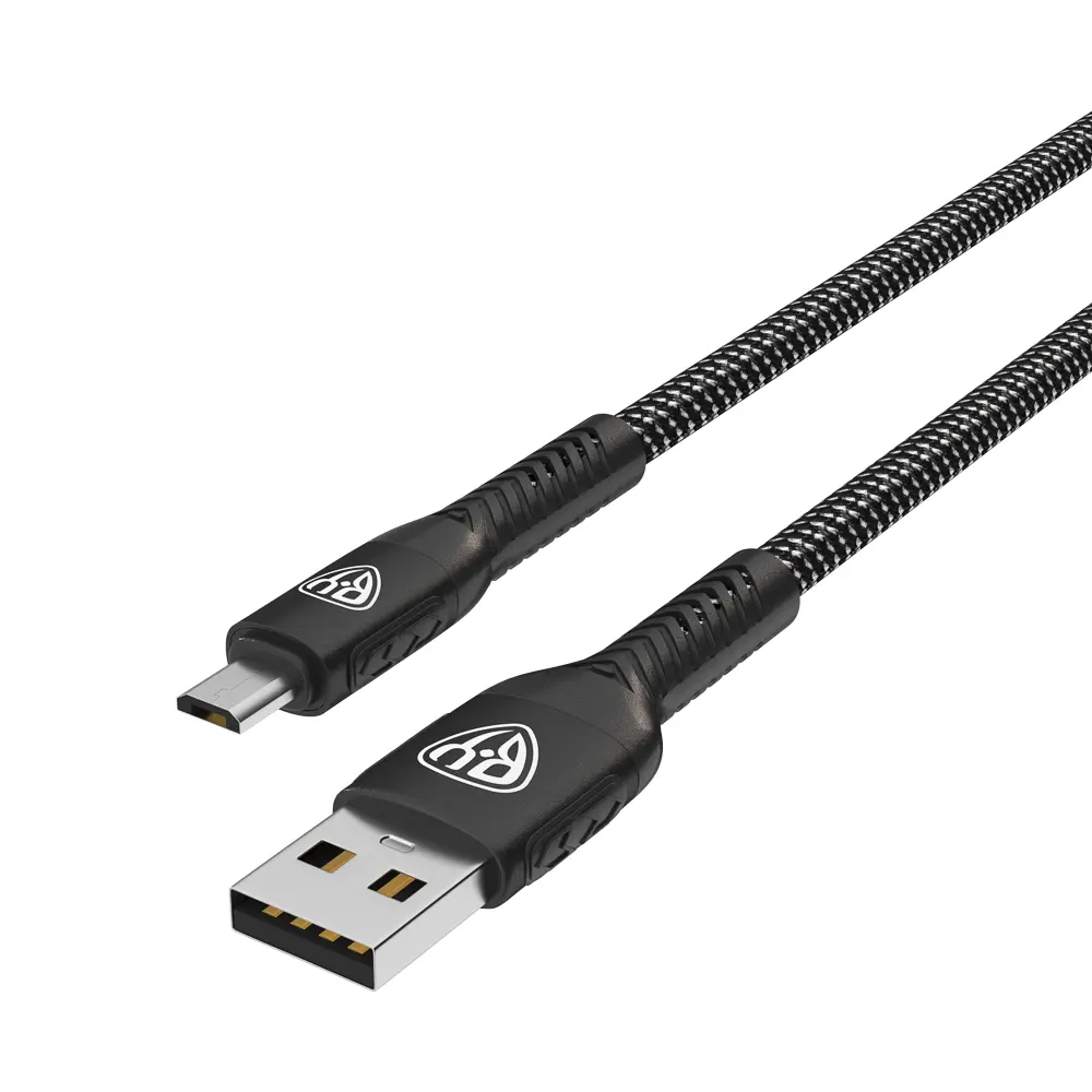 Кабель для зарядки USB(A)-microUSB BY Silky, 1м, Быстрая зарядка 3А, QC, PD 20Вт, тканевый, черный - #4