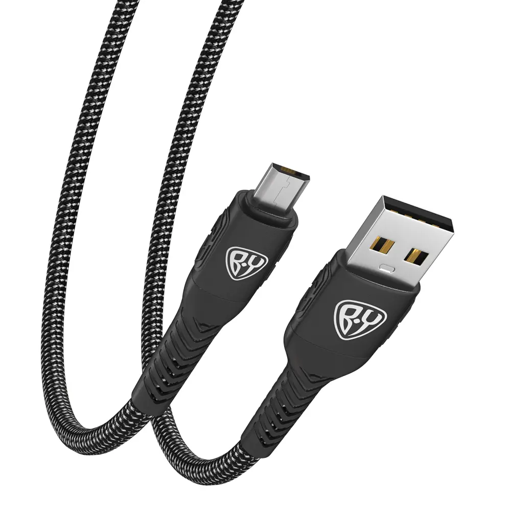 Кабель для зарядки USB(A)-microUSB BY Silky, 1м, Быстрая зарядка 3А, QC, PD 20Вт, тканевый, черный - #5