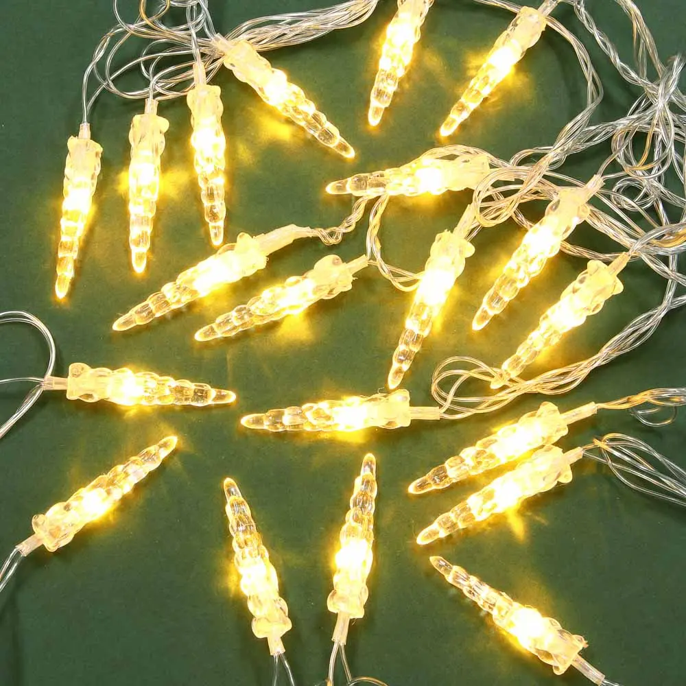 СНОУ БУМ Гирлянда эл. насадка "Сосулька" 5м, 20LED, шампань, пост.св, ПВХ проз, 220В - #1