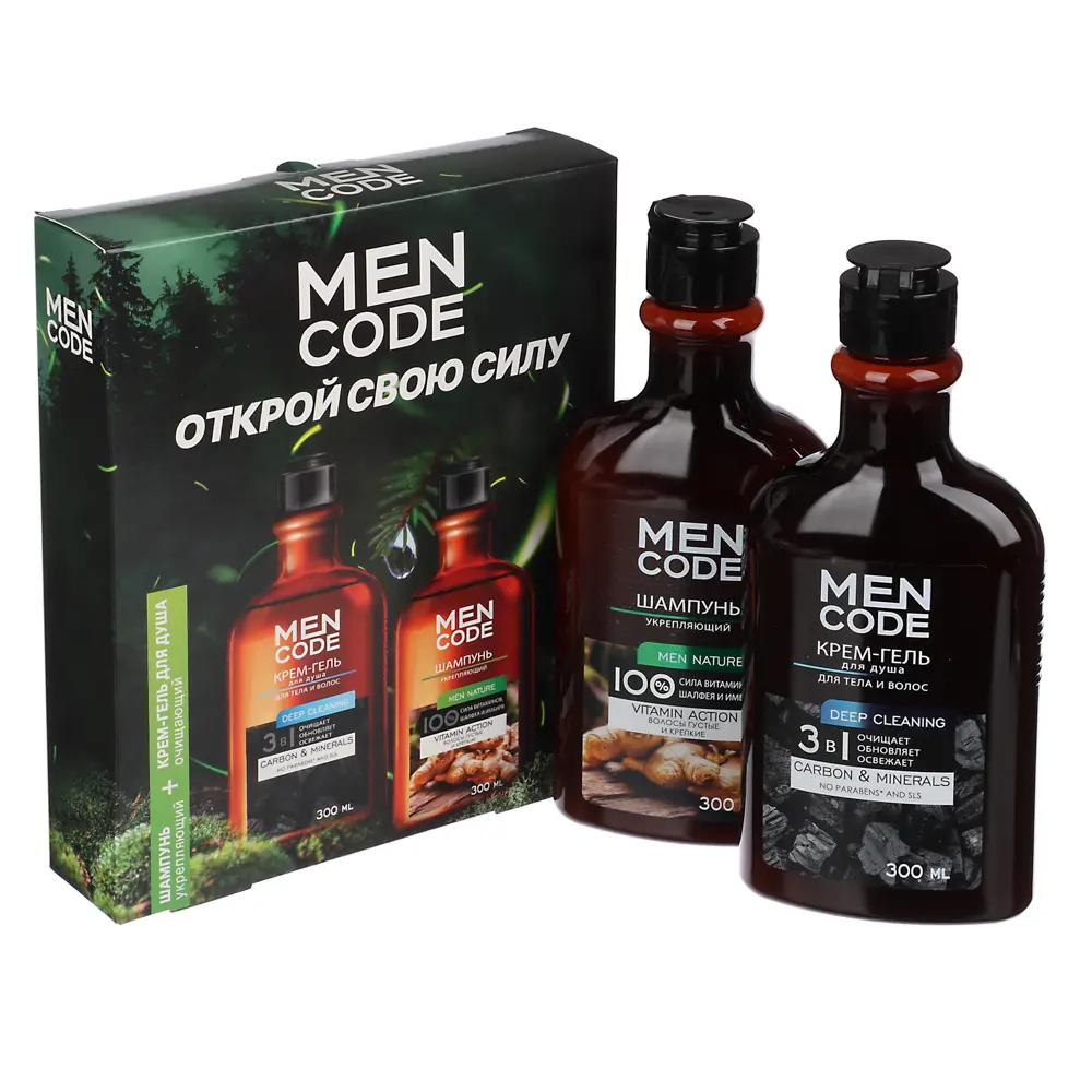 Подарочный набор мужской MEN CODE Открой свою силу: Крем-гель д/душа,300мл+Шампунь д/волос, 300мл - #1