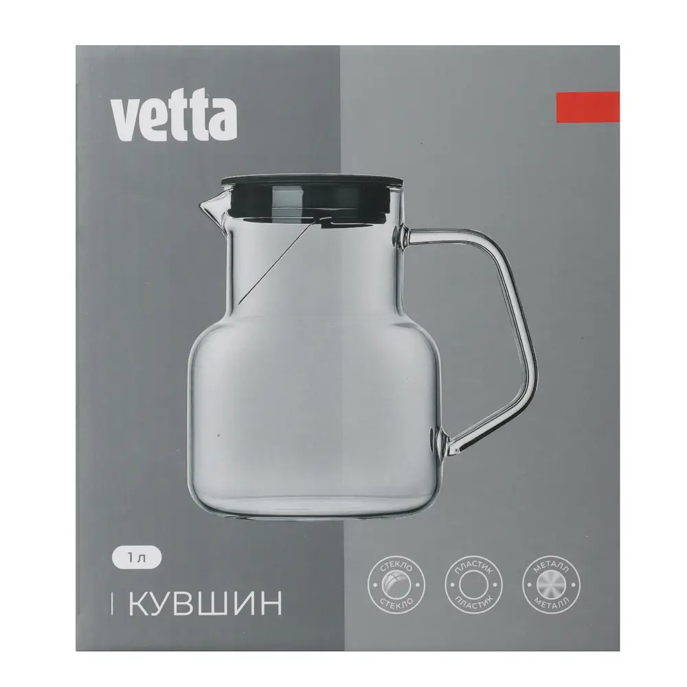 VETTA Кувшин 1000 мл, стекло, пластик, металл - #7