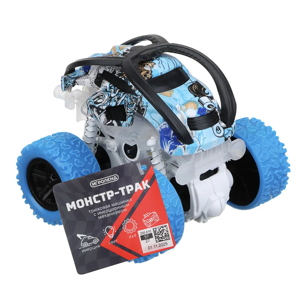 ИГРОЛЕНД Машинка инерционная "Монстр трак", свет, 3хLR44, ABS, 9х7,5х9 см, 4 дизайна - #3