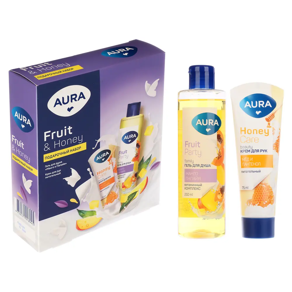 Подарочный набор женский AURA Fruit and Honey, гель для душа, 250мл + крем для рук питательный, 75мл - #2