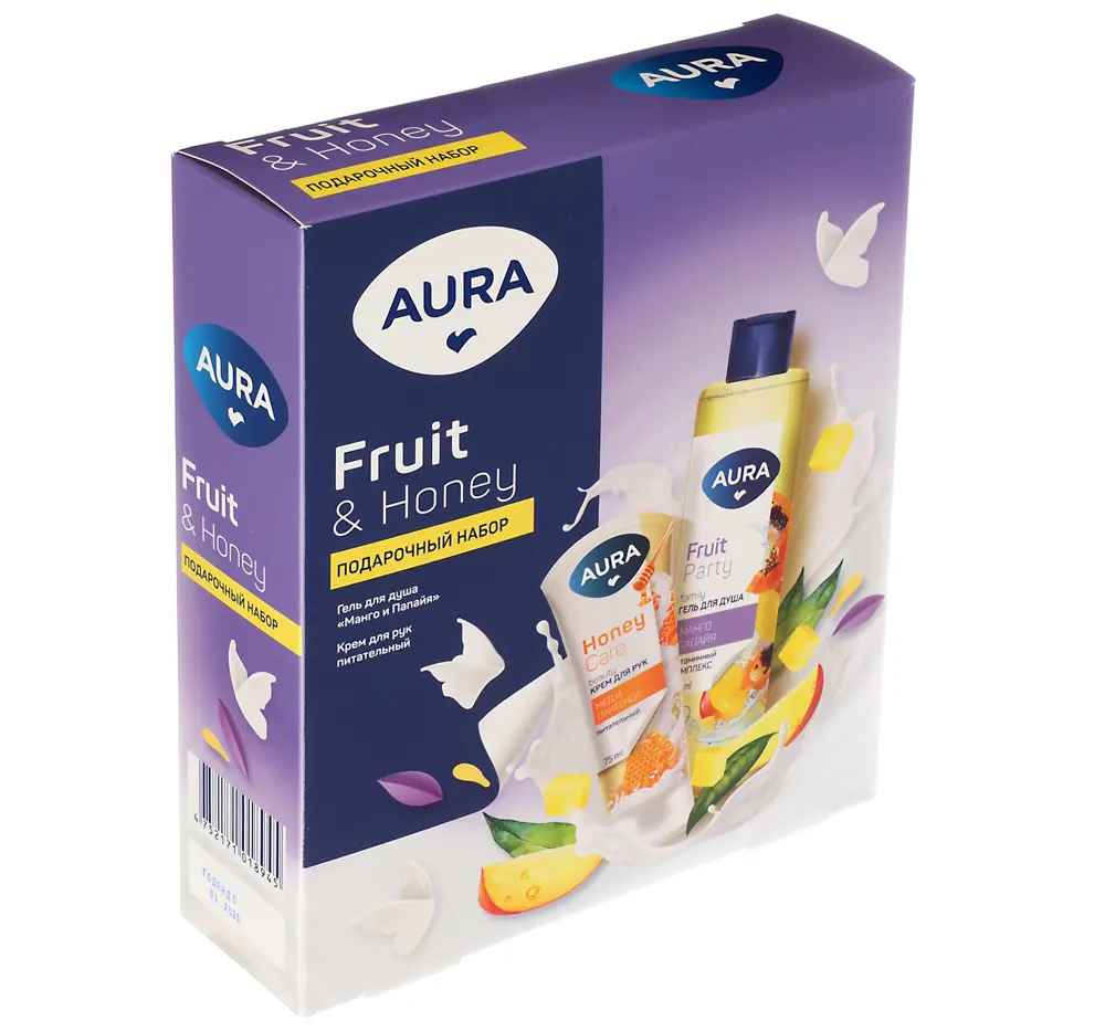Подарочный набор женский AURA Fruit and Honey, гель для душа, 250мл + крем для рук питательный, 75мл - #3