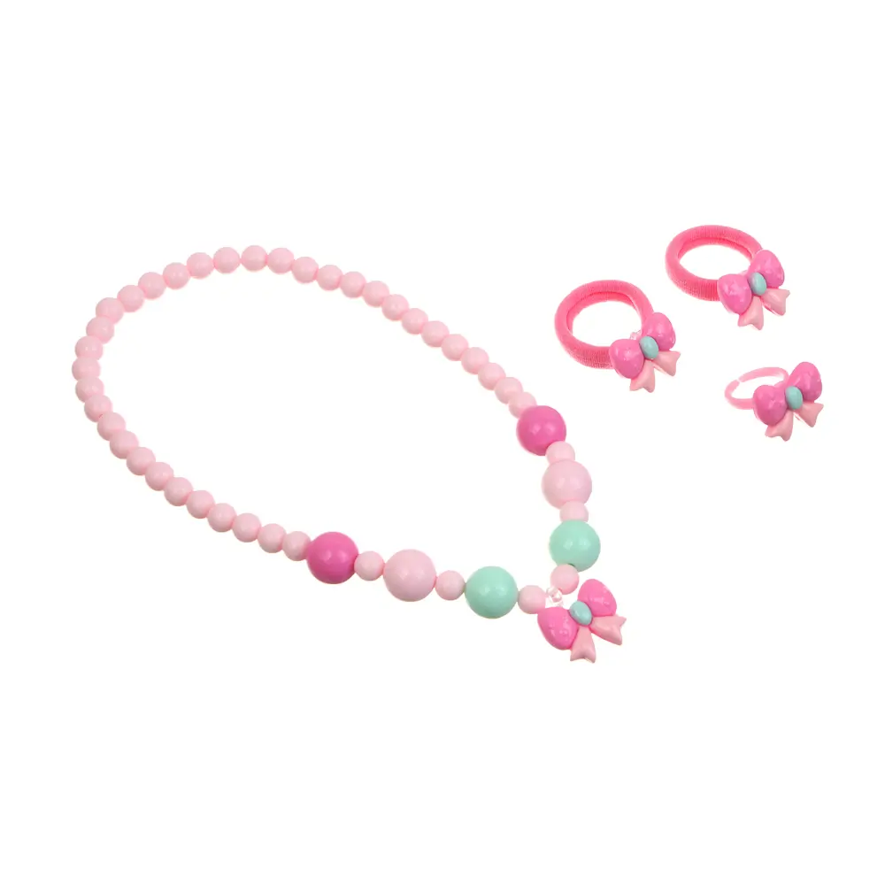 Набор бижутерии в боксе "Красотуся", ожерелье, кольцо, резинки для волос, ABS, металл, тм ИГРОЛЕНД - #1
