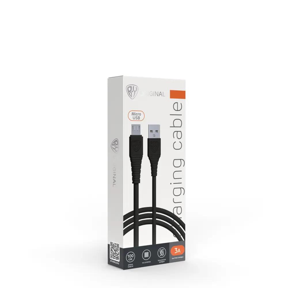 Кабель для зарядки USB(A)-microUSB BY Классик, 1м, 3A, черный - #2