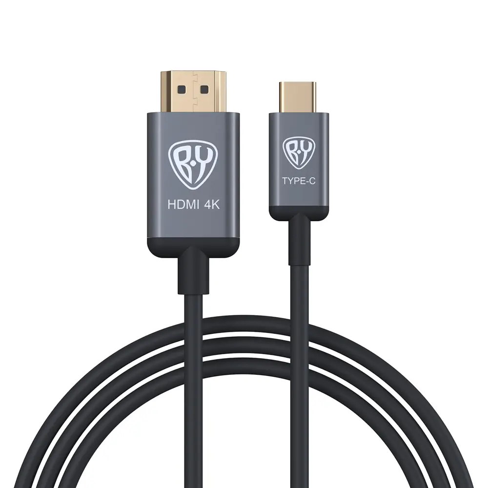 Кабель Type-C - HDMI BY, 4K, 1.8м, позолоченные штекеры, TPE - #1
