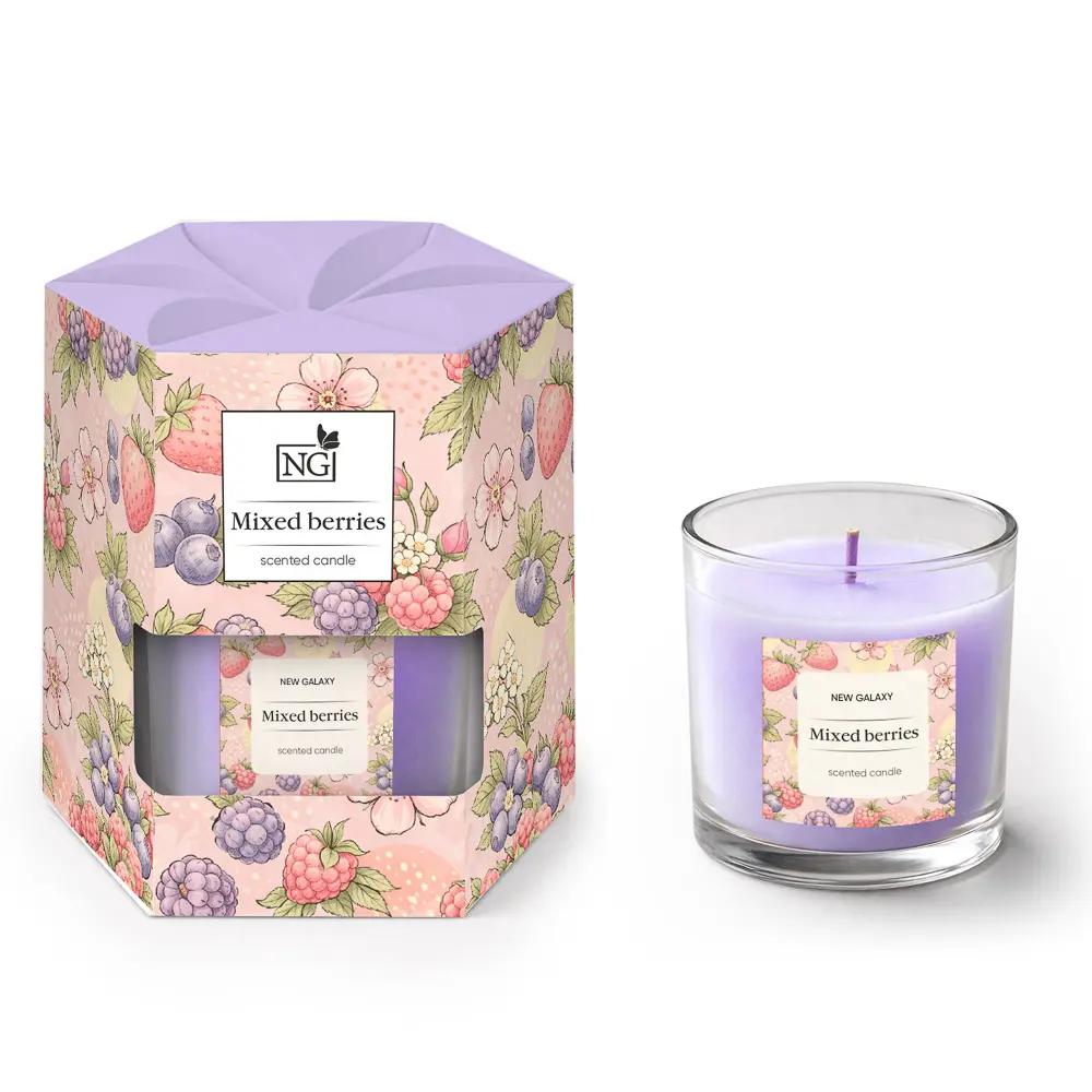 Свеча ароматизированная тм NEW GALAXY 45г., pure cotton , vanilla coconut,mixed berries,Pink flowers - #3